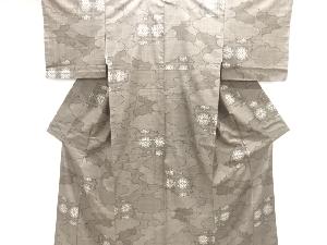 雲に菊模様織り出し本場泥大島紬着物(5マルキ)